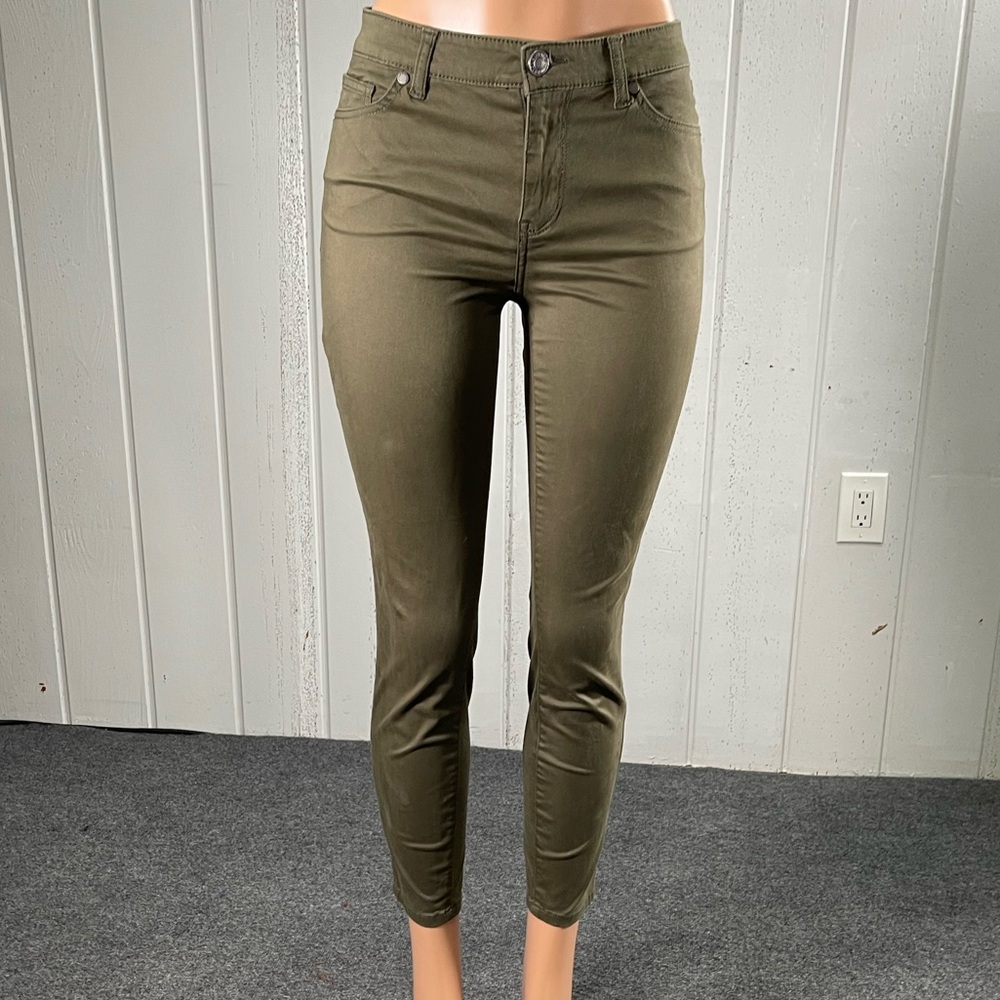 * Buffalo David Bitton Women's  Green Army Daily Mid-Rise skinny Pants Sz …